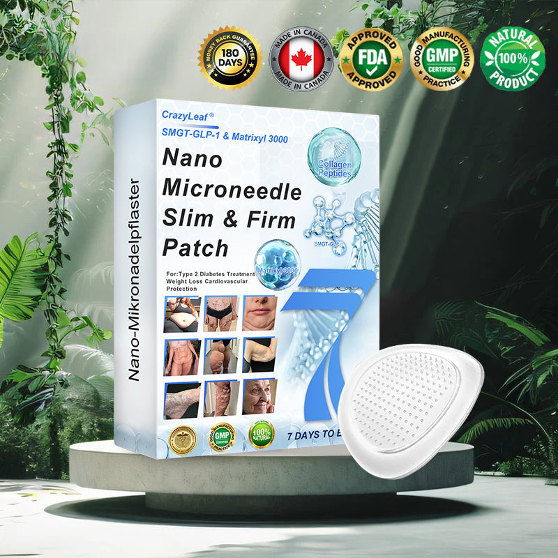 【Last Day Promotion 80% OFF🔥】 CrazyLeaf® 💙 Nano Microneedle Patch with SMGT-GLP-1, Matrixyl 3000, Botox & Collagen Peptides – Targets: Obesity, Skin Firmness, Cardiovascular Disease, Diabetes, Sleep Apnea, Joint Issues, and More